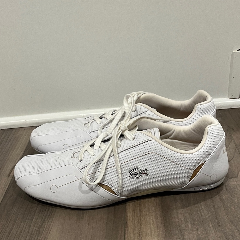Lacoste Men's White and Gold Sneakers